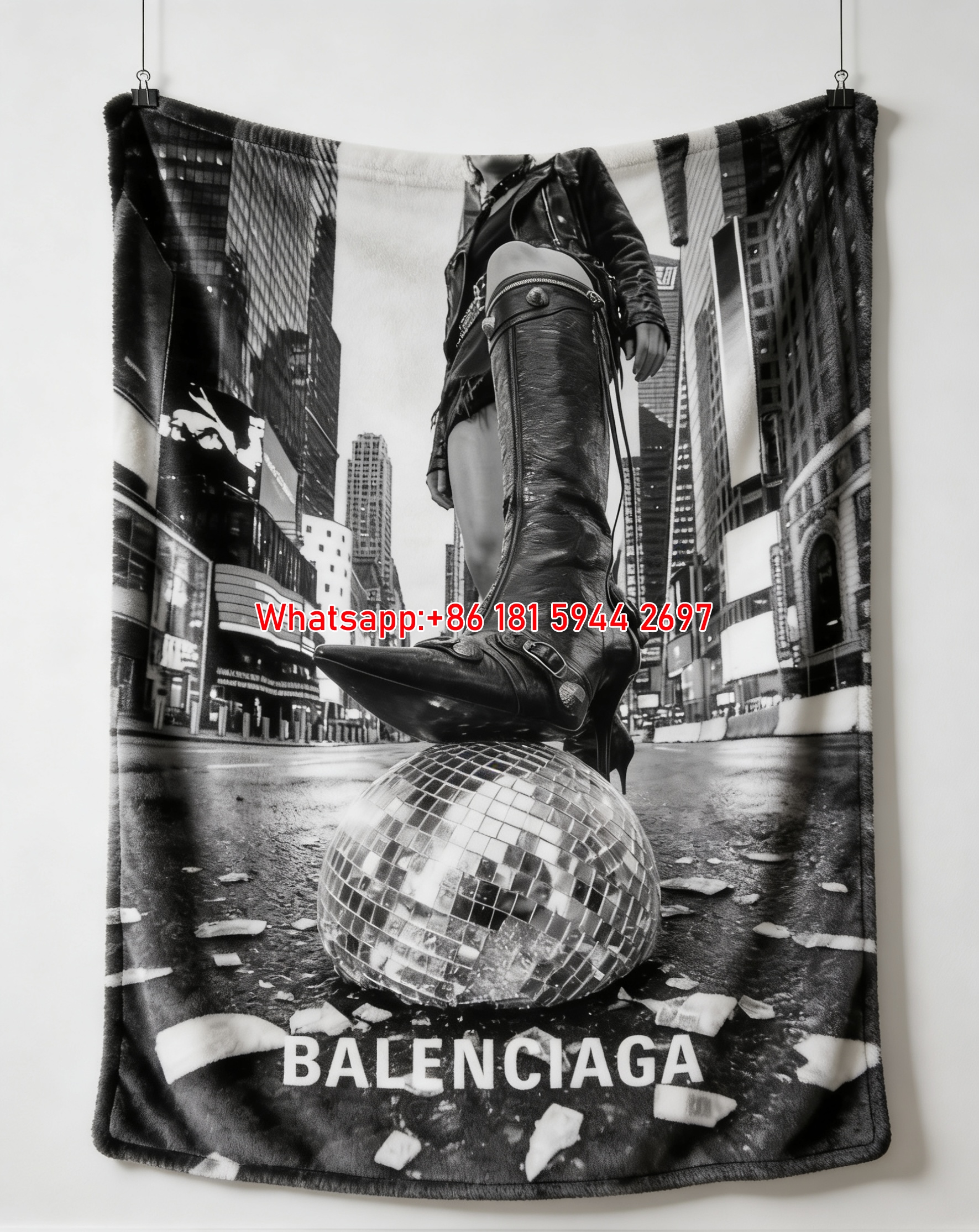 Balenciaga Joey Layered Outfit Flannel Throw Blanket for Sofa and Wall Decor BA499